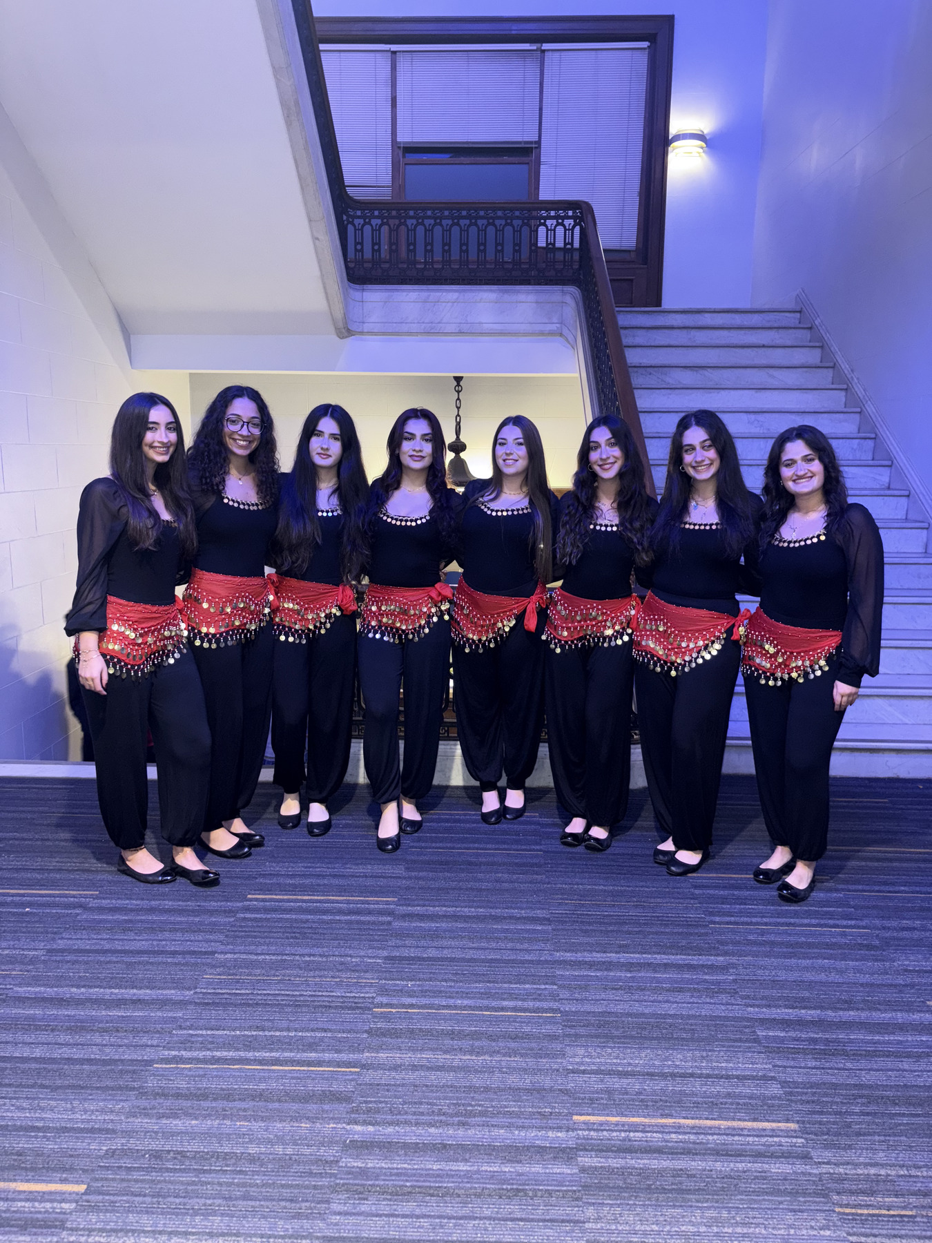 Cleveland Cedars Dabke troupe together before a performance
